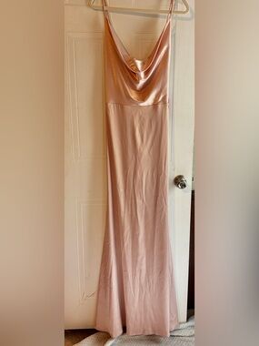 Vow’d NWT Blush Satin Cowl Neck Tie Back Maxi Dress Size 12